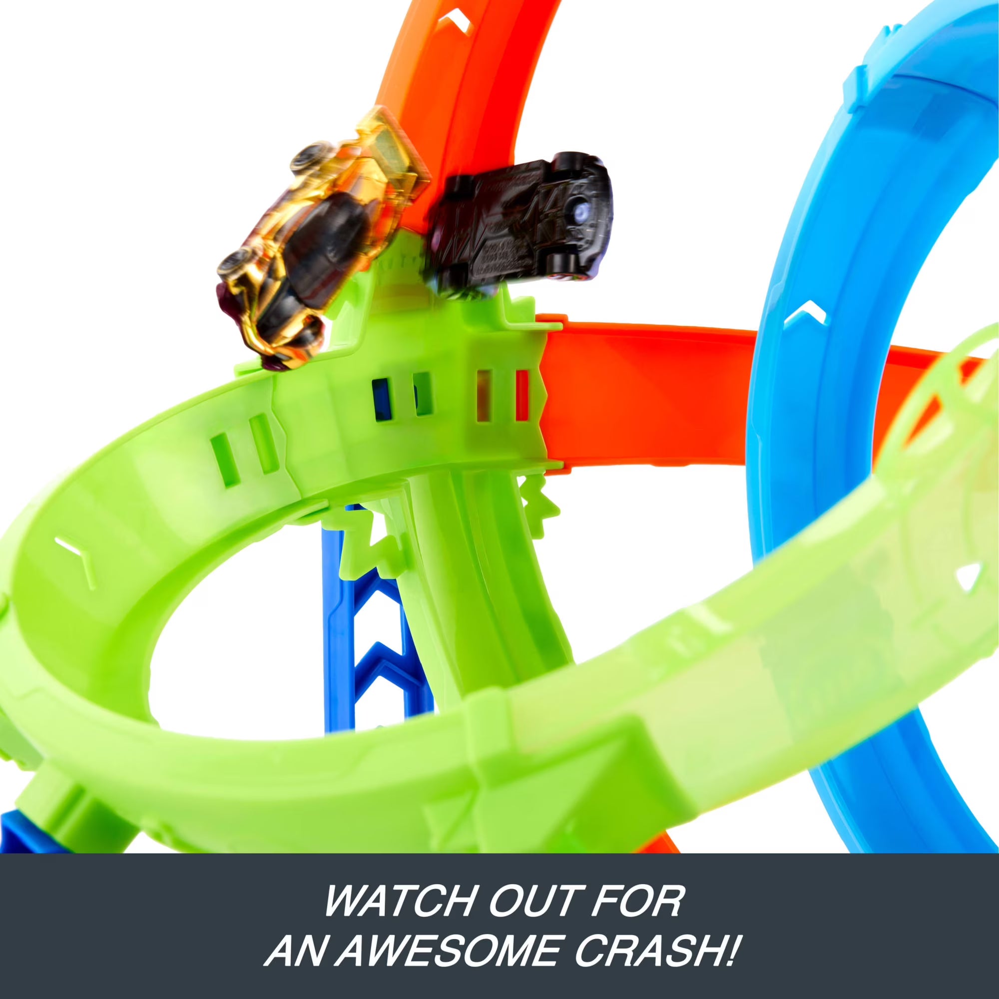 Hot Wheels Stunt Tracks Rapid Launch Cyclone Track Set & 1:64 Scale Die-Cast Toy Car for Kids Ages 4 Years & Up