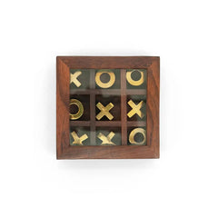Mittimate Wooden X & O Brain Teaser Game with Lid – Interactive 2-Player Board Game for Kids (6+) | Fun Indoor & Outdoor Play
