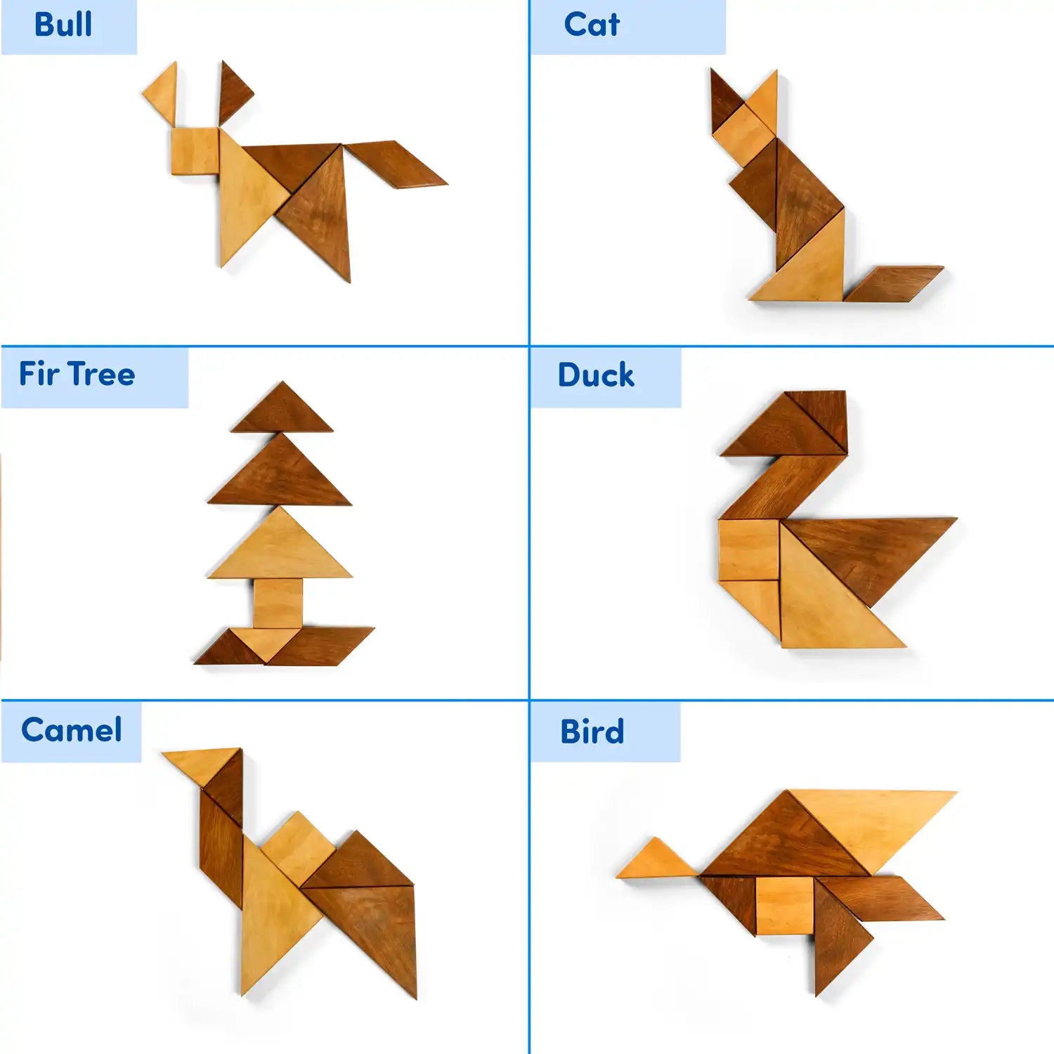 Mittimate Wooden Tangram Puzzle – Brain-Boosting Puzzle Game for Kids (6+) | Fun, Learning & Perfect Gift Choice