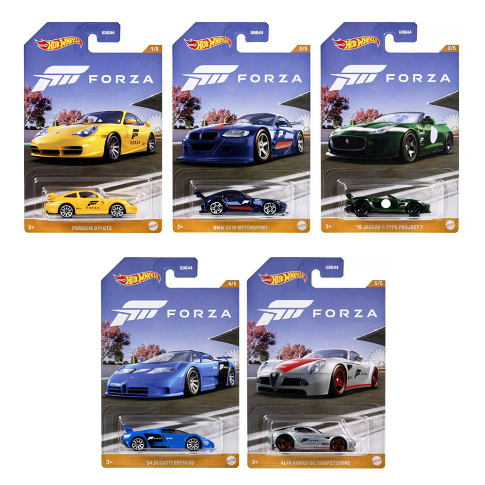 Hot Wheels Forza Series Premium Die Cast Car Assortment Including 5 Collectible Cars for Collection