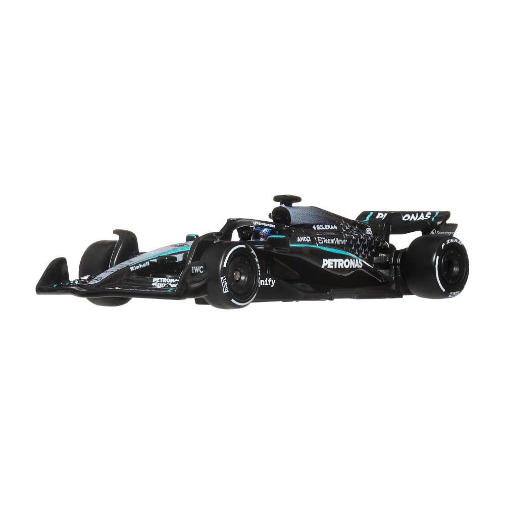 Hot Wheels Race Team Mercedes-AMG Petronas F1 Team (#63) 1:64 Scale Premium Die-Cast Formula 1 Collectible Toy Race Car with Real Riders Tires & Metal/Metal Body & Chassis for Collectors