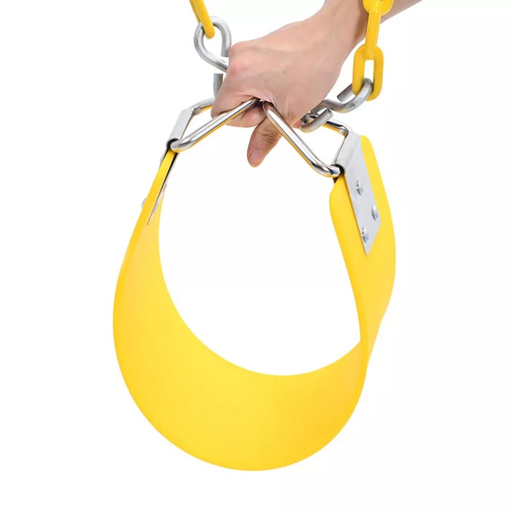 REZNOR EVA Flexible Swing Seat with 60 inch Anti-Rust Plastic Coated Chain Set for Kids, Playground, Jungle & Gym, Yellow