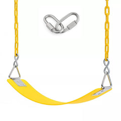 REZNOR EVA Flexible Swing Seat with 60 inch Anti-Rust Plastic Coated Chain Set for Kids, Playground, Jungle & Gym, Yellow