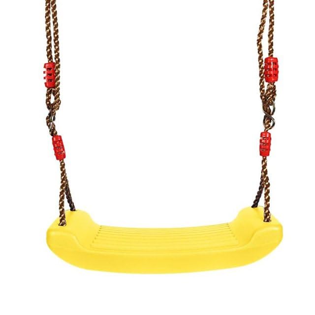 REZNOR Plastic Swing Seat with Hight Adjustable Strong Rope Tree Swing For 3-12 Years Kids Children, Yellow