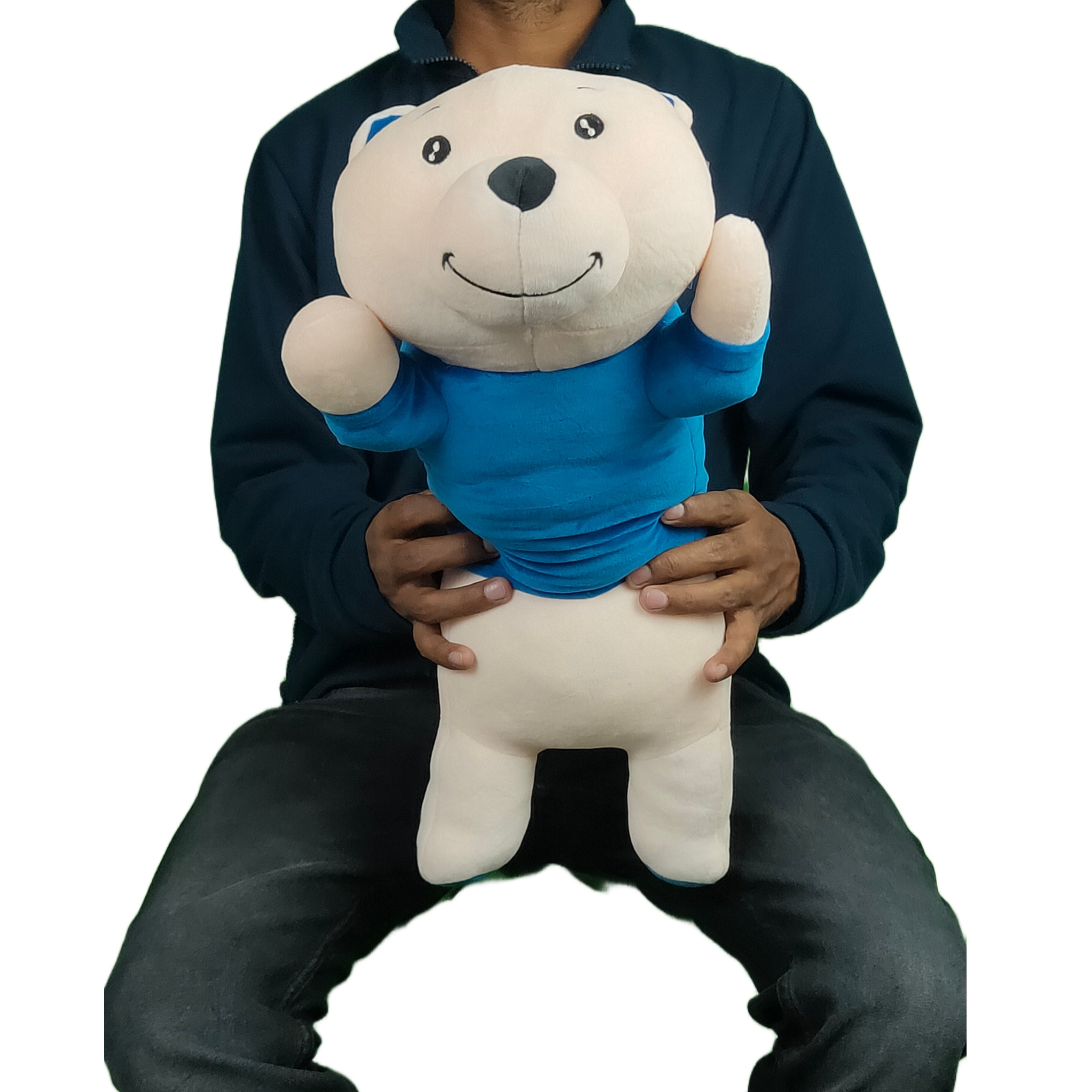 Play Hour Bogo Bear Pillow Plush Soft Toy with I Love You Text for Ages 5 Years and Up - Blue, 60cm