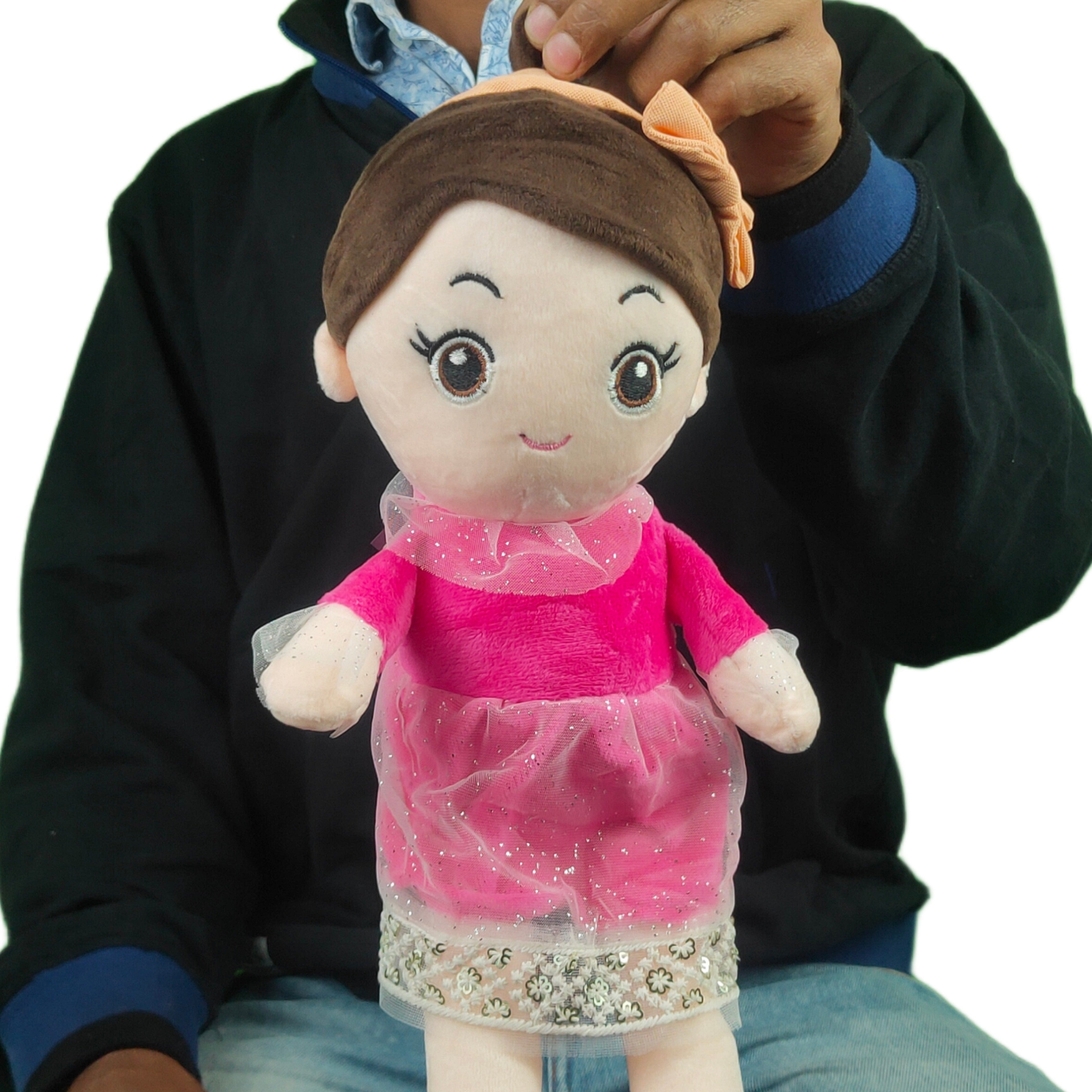 Play Hour Ellie Rag Doll Plush Soft Toy Wearing Pink Dress for Ages 3 Years and Up, 45cm