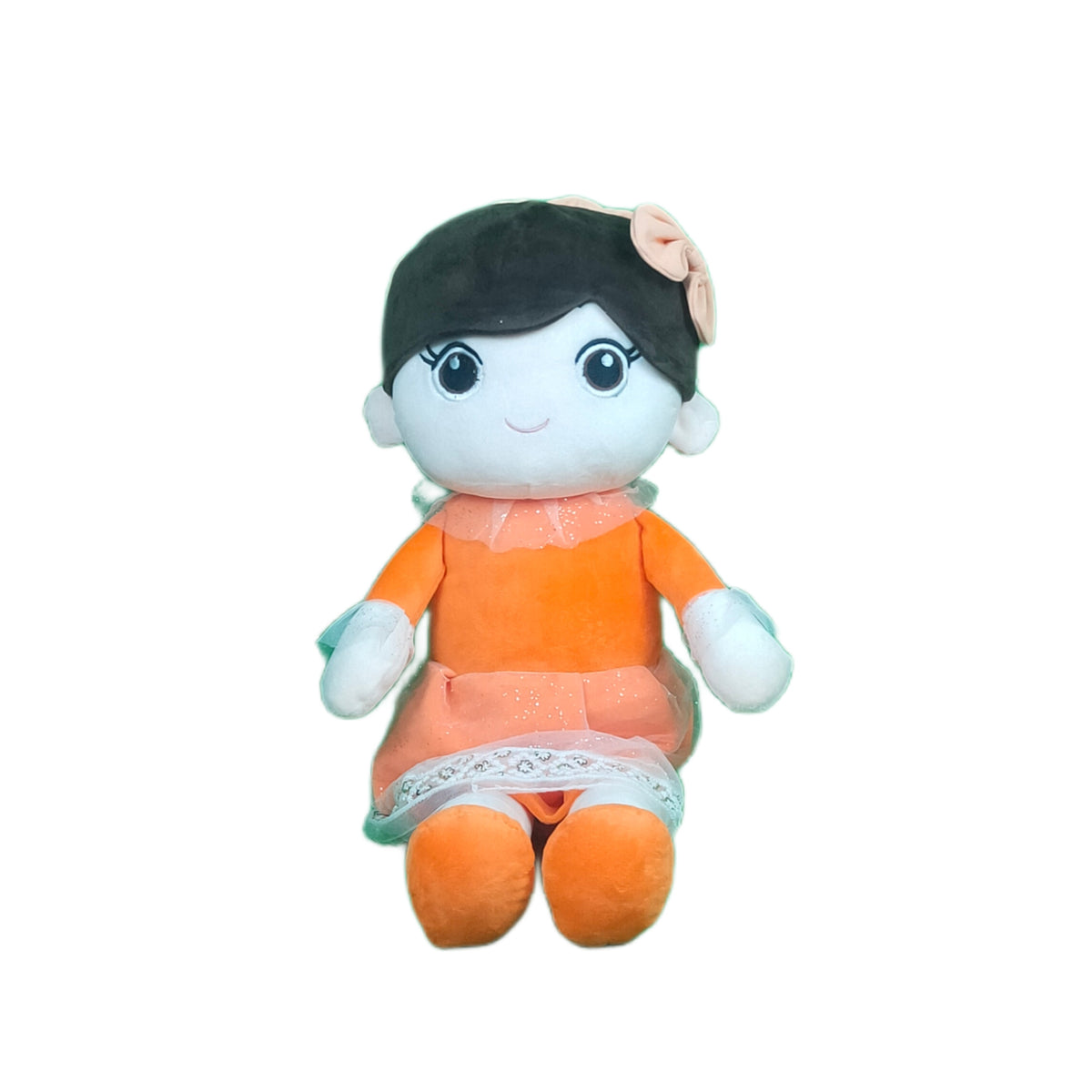 Play Hour Ellie Rag Doll Plush Soft Toy Wearing Orange Frock for Ages 3 Years and Up, 65cm