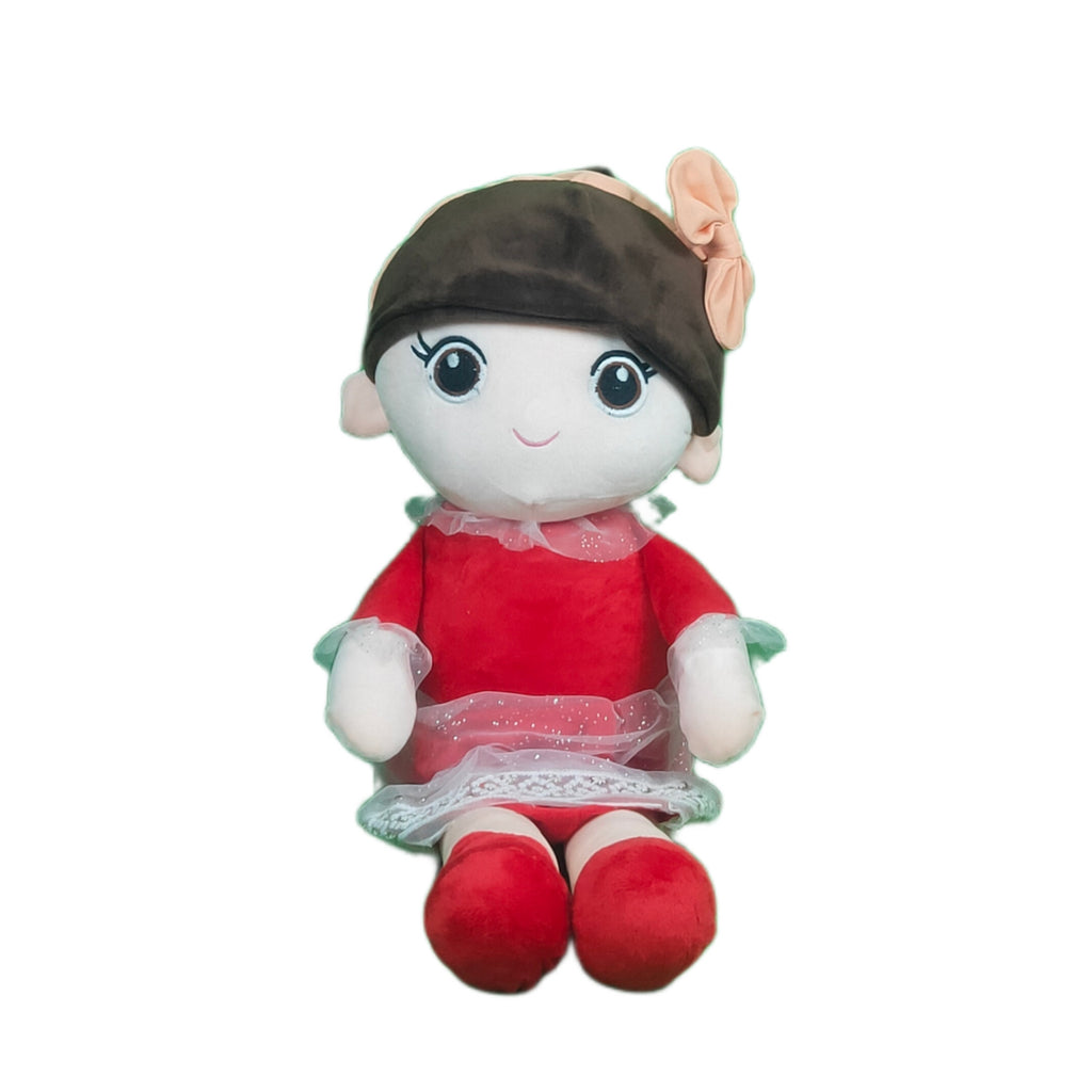 Play Hour Ellie Rag Doll Plush Soft Toy Wearing Red Frock for Ages 3 Years and Up, 65cm