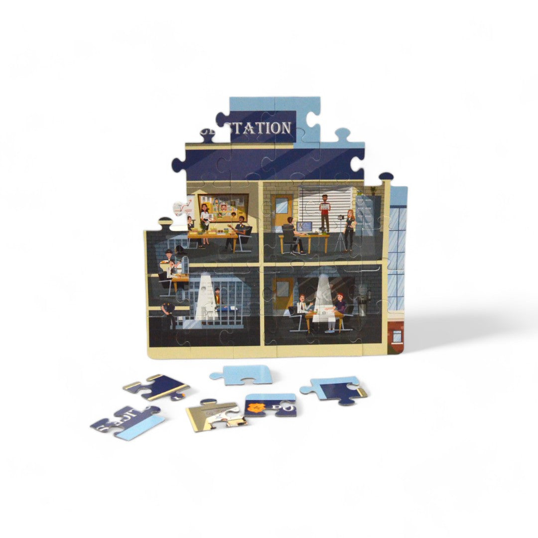 Mittimate Police Station Jigsaw Puzzle – 36-Piece Cardboard Puzzle for Kids (Ages 4-6) | Fun, Learning & Perfect Birthday Gift