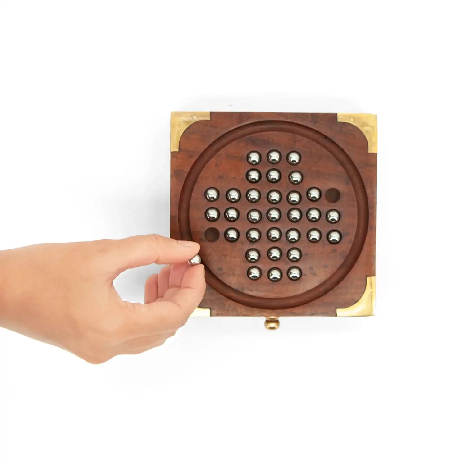 Mittimate Wooden Solitaire (Brain Vita) – Classic Brain Teaser Board Game | Mind-Challenging Solo Play for Kids (6+)