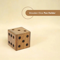 Mittimate Wooden Pen, Pencil Holder for Kids I Dice Shaped I Decorative Pen Stand for Home and Office Table