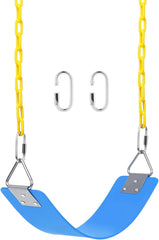 REZNOR EVA Flexible Swing Seat with 60 inch Anti-Rust Plastic Coated Chain Set for Kids, Playground, Jungle & Gym, Blue