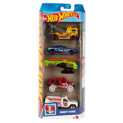 Hot Wheels 5 Car Gift Pack - Priority Patrol Pack Of 5 1:64 Vehichles For Kids & Collectors