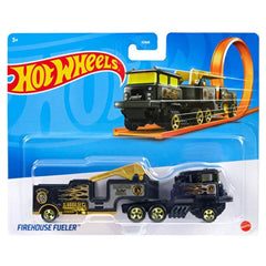 Hot Wheels 1:64 Scale Track Trucks Firehouse Fueler Racing Rig for Ages 3+