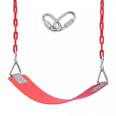 REZNOR EVA Flexible Swing Seat with 79 inch Anti-Rust Plastic Coated Chain Set for Kids, Playground, Jungle & Gym, Red