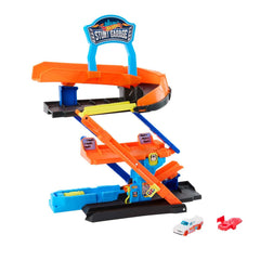 Hot Wheels City Transforming Stunt Garage Playset & 1:64 Scale Die-Cast Vehicle, Storage for 10+ Cars & Stunting Speedway