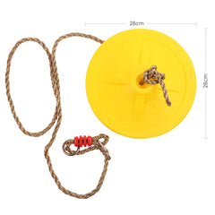 REZNOR Plastic Round Disc Hanging Tree Rope Swing for Kids Children Outdoor Indoor Play Activity, Yellow