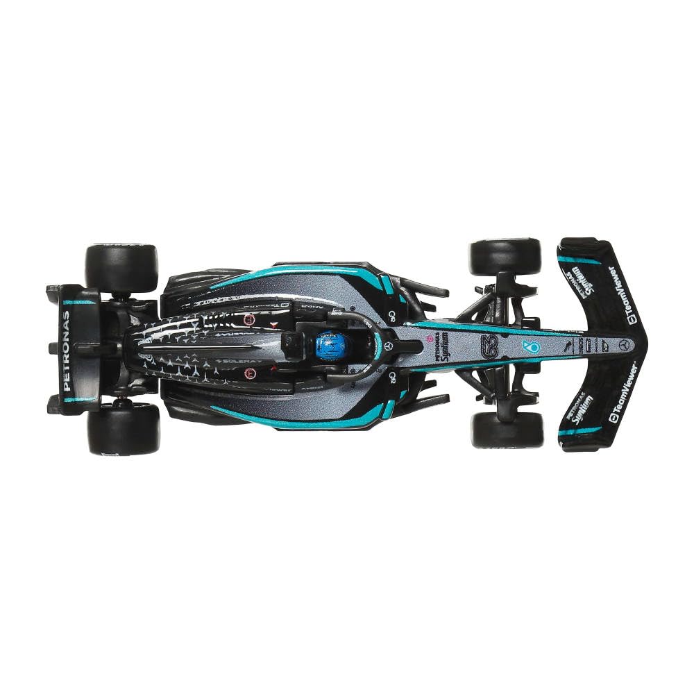 Hot Wheels Race Team Mercedes-AMG Petronas F1 Team (#63) 1:64 Scale Premium Die-Cast Formula 1 Collectible Toy Race Car with Real Riders Tires & Metal/Metal Body & Chassis for Collectors