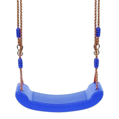 REZNOR Plastic Swing Seat with Hight Adjustable Strong Rope Tree Swing For 3-12 Years Kids Children, Blue