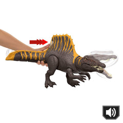 Jurassic World Rebirth Dinosaur Tail Thrasher Spinosaurus Action Figure with 2 Attack Moves, Movie-Accurate & Posable, Digital Play