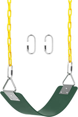 REZNOR EVA Flexible Swing Seat with 60 inch Anti-Rust Plastic Coated Chain Set for Kids, Playground, Jungle & Gym, Green/Yellow