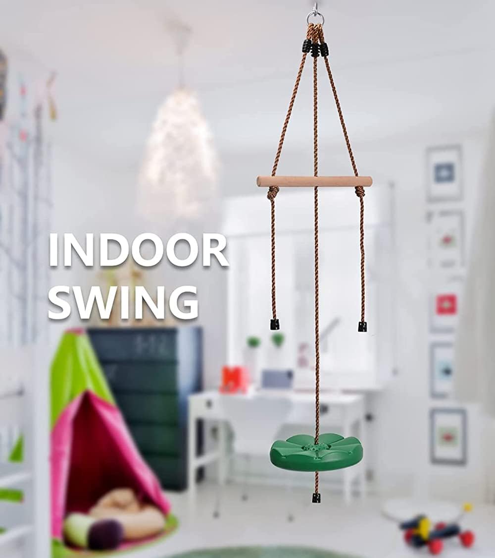 REZNOR 7FT Height Adjustable Gym Monkey Disc Bars Swing for Kids Tree Swing for Backyard, Green