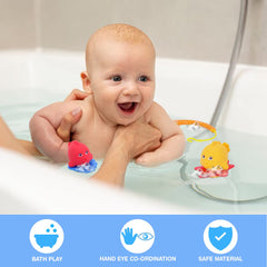 Simba ABC Bathing Crab with 3 Water Floating Fish Bath Squeeze Toys for Kids