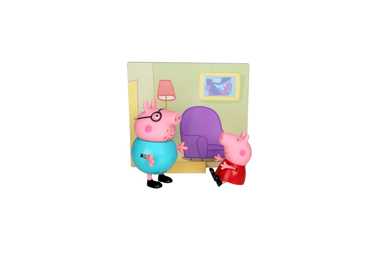 PEPPA PIG and Daddy Pig Twin Figure Fun Pack with Two Poseable Figures and a Scene Card, Preschool Toy for Girls and Boys Ages and Up