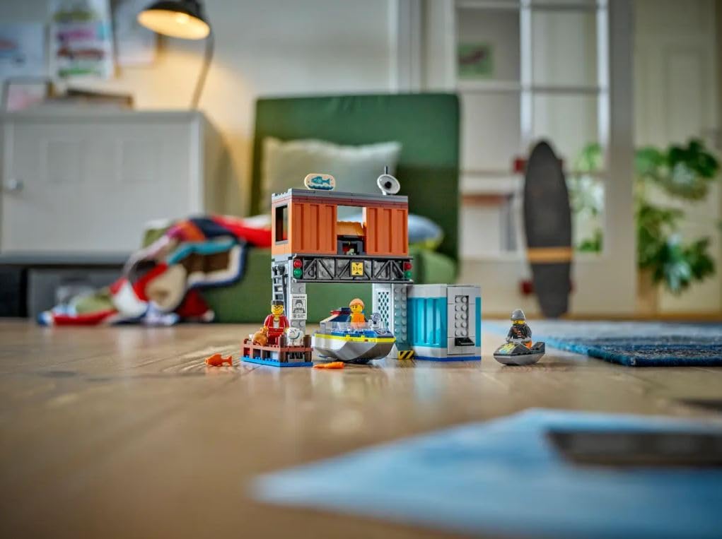 LEGO City Police Speedboat and Crooks’ Hideout Building Kit For Ages 6+