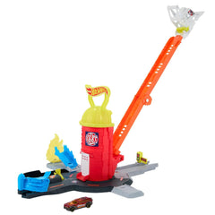 Hot Wheels City Super Fire Station Rescue Track Set with 1:64 Scale Fire Truck for Kids Ages 3 Years & Up