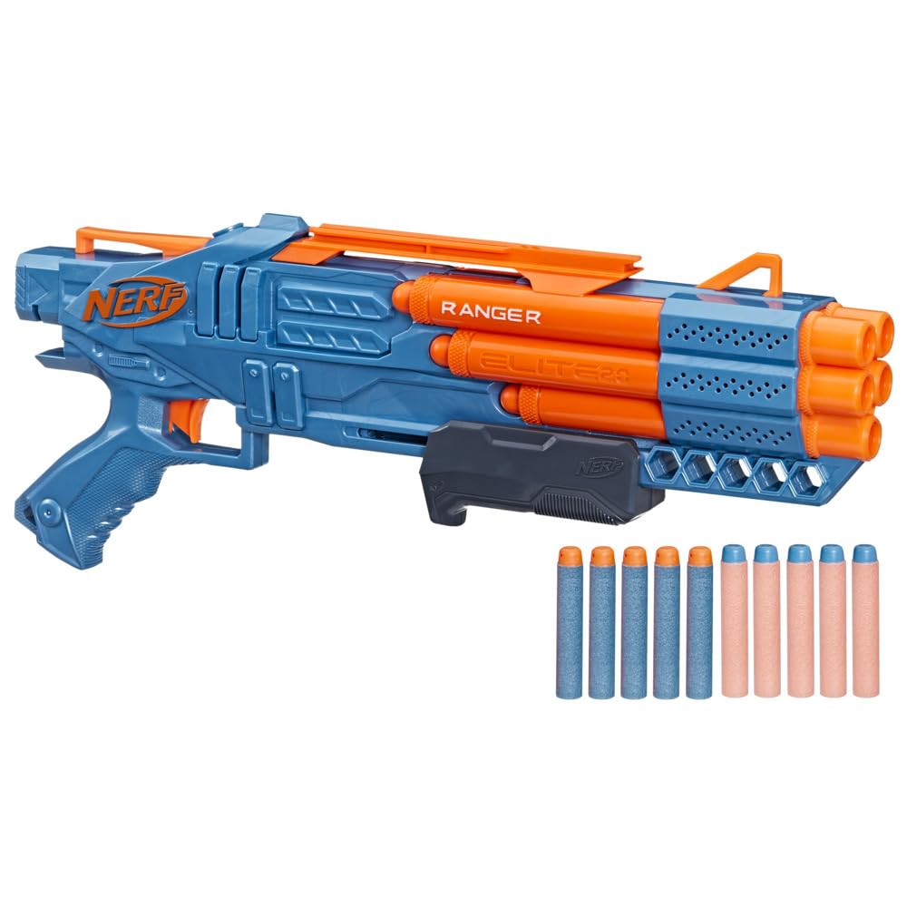 Nerf Elite 2.0 Ranger PD-5 Blaster, 10 Nerf Elite Darts, 5 Barrel Blasting, Pump Action, Foam Dart Blaster for Kids Outdoor Games