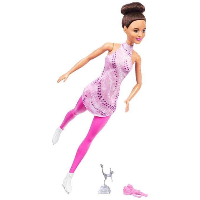 Barbie Careers Skate Brunette Doll with Pink Skate Outfit & Accessories for Kids Ages 3+