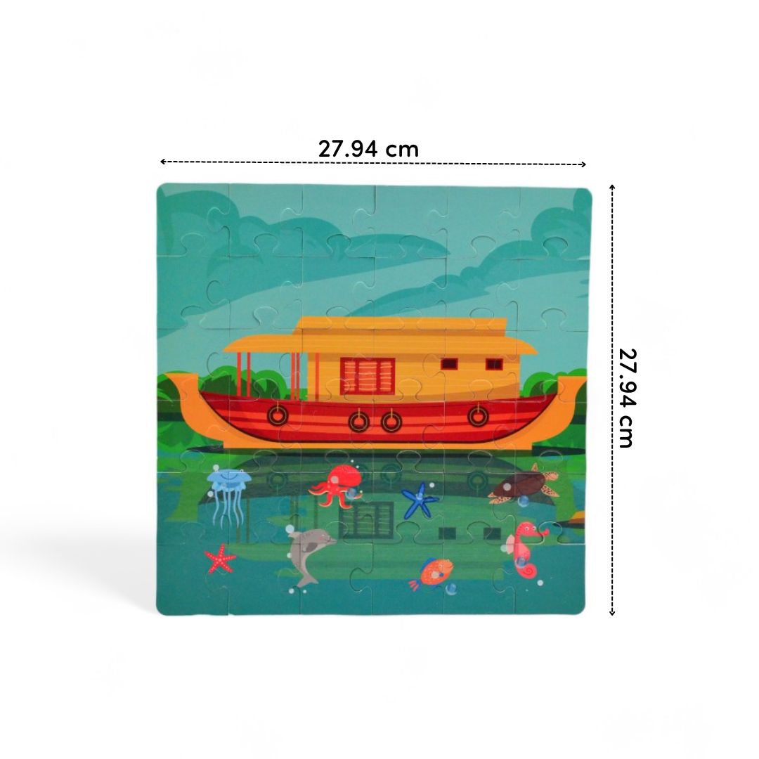 Mittimate Boat House Jigsaw Puzzle – 36-Piece Cardboard Puzzle for Kids (Ages 4-6) | Fun, Learning & Perfect Birthday Gift