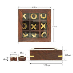 Mittimate Wooden X & O Brain Teaser Game with Lid – Interactive 2-Player Board Game for Kids (6+) | Fun Indoor & Outdoor Play