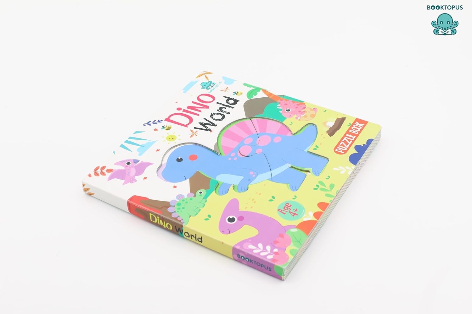 Booktopus Square Puzzle Board Book - Dino World Learning Puzzle with Easy Grip Pieces - Educational Toys for Kids 4+