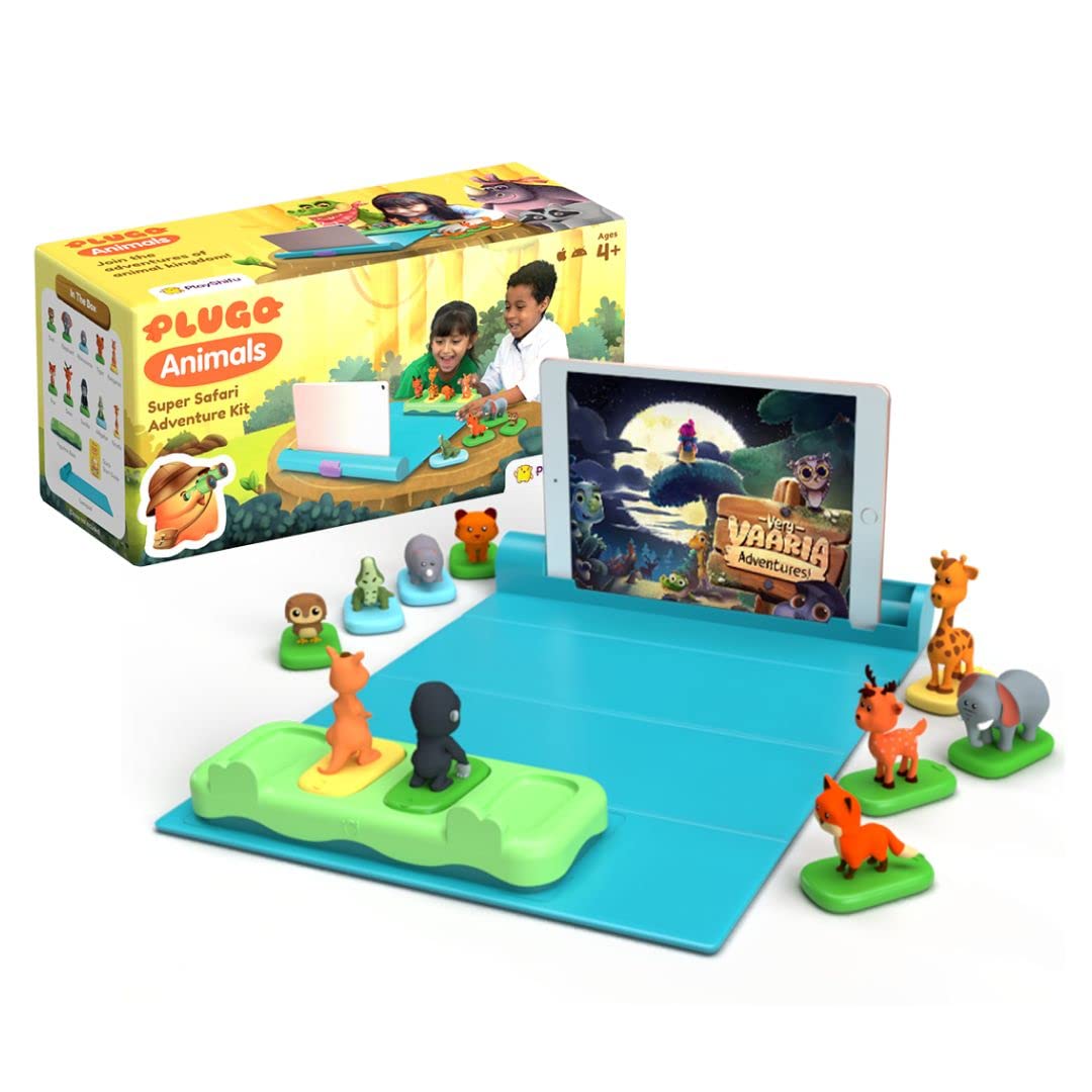 PlayShifu Plugo Animals - Super Safari Adventure Kit with Puzzles for Kids Ages 4 Years & Up (App Based, Device Not Included)