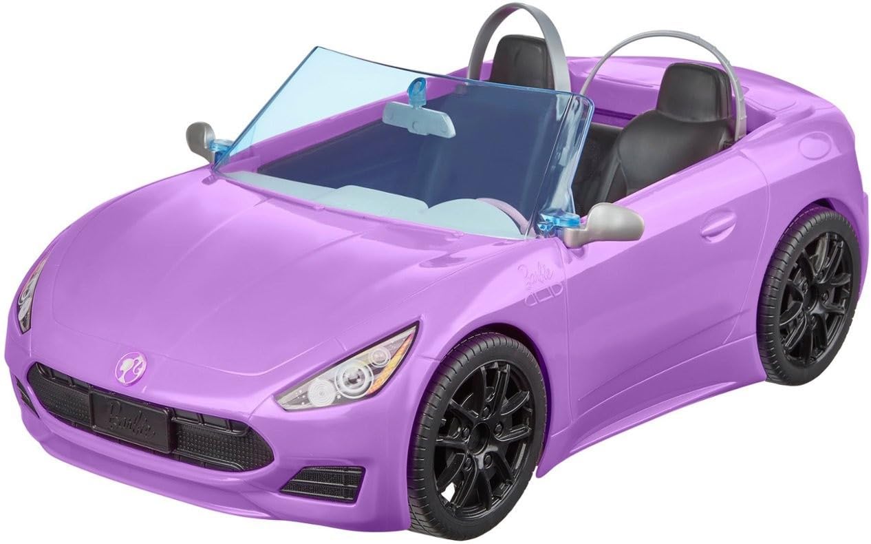 Barbie 11.5 inch Blonde and 2-Seater Purple Convertible Car with Rolling Wheels Car For Ages 3+