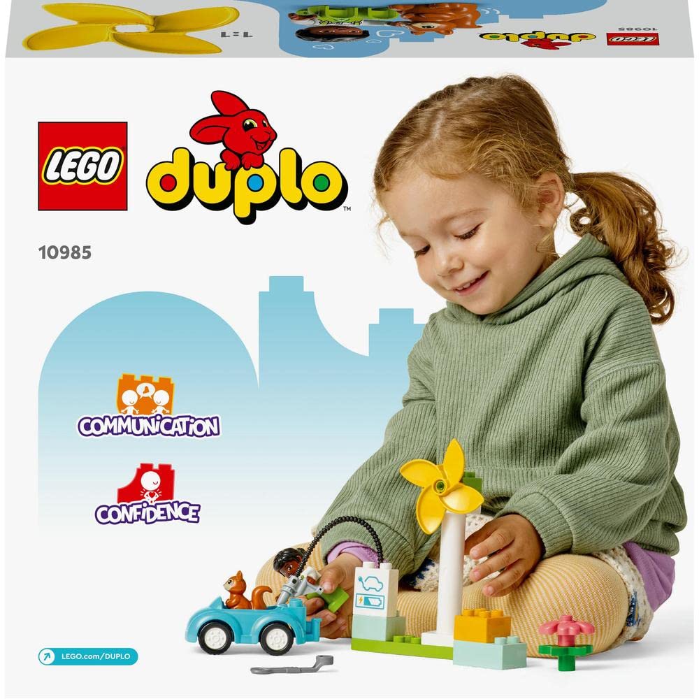 LEGO Duplo Town Wind Turbine and Electric Car Building Kit for Ages 2+
