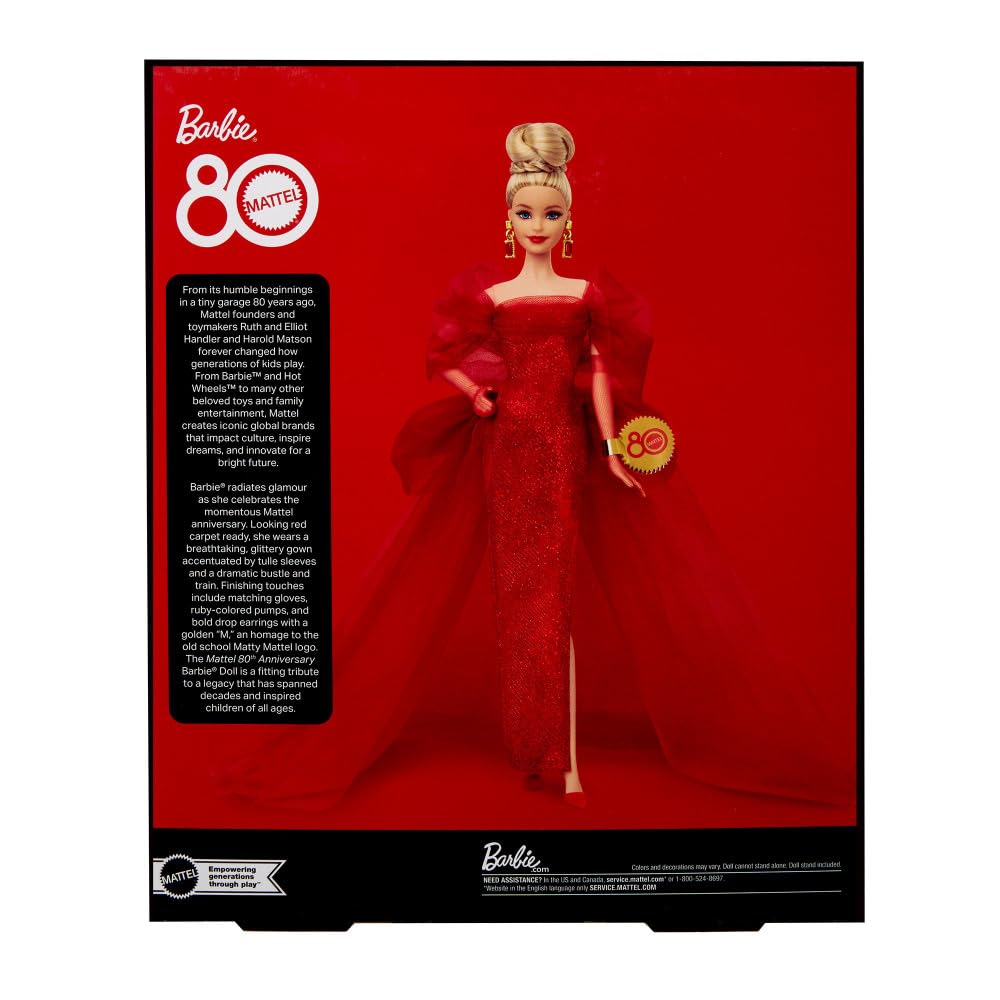 Barbie Signature Collectible Doll For Mattel 80th Anniversary For Kids Ages 3+