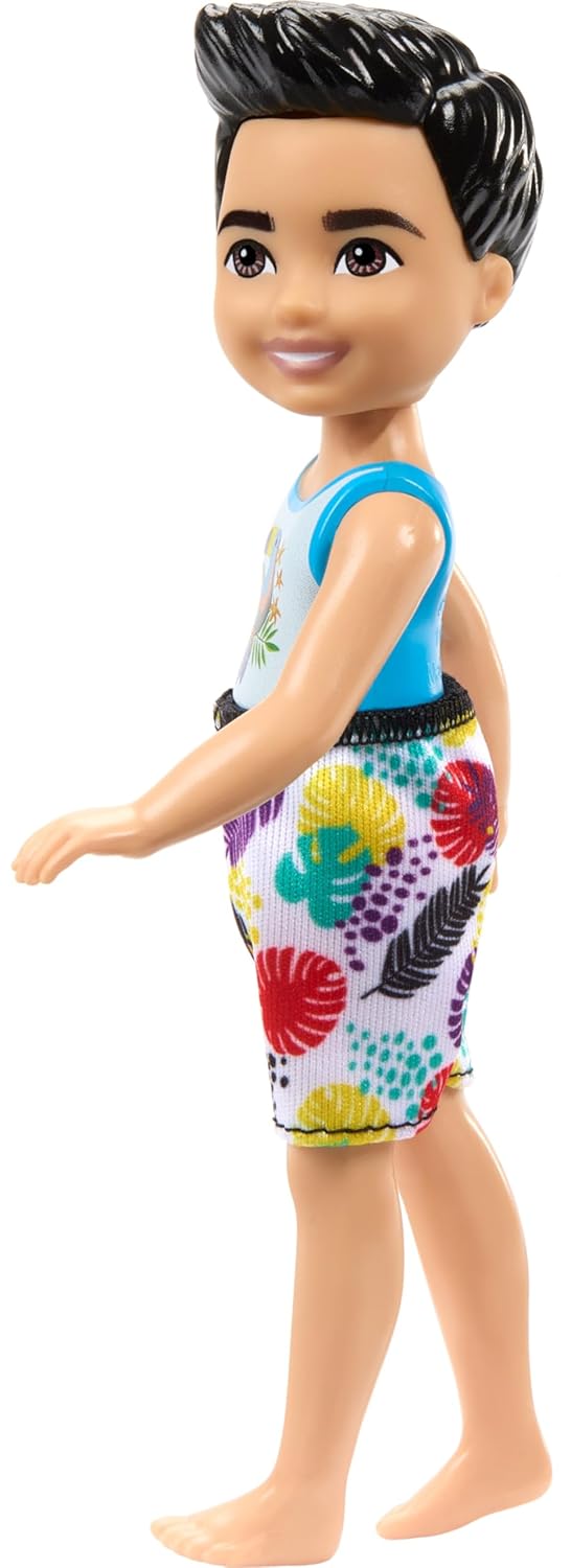 Barbie Chelsea Small Doll With Beach Swimsuit, Toucan & Tropical Leaf Print, Black Hair & Brown Eyes For Kids Ages 3+