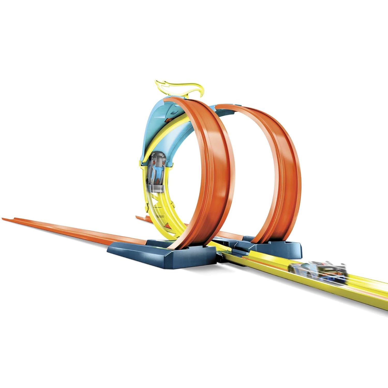 Hot Wheels Track Builder Unlimited Split Loop Pack, Loop with 2 Exit Options, Connects to Other Sets, Includes 1 Hot Wheels Car, Gift for Kids 6 to 12 Years Old