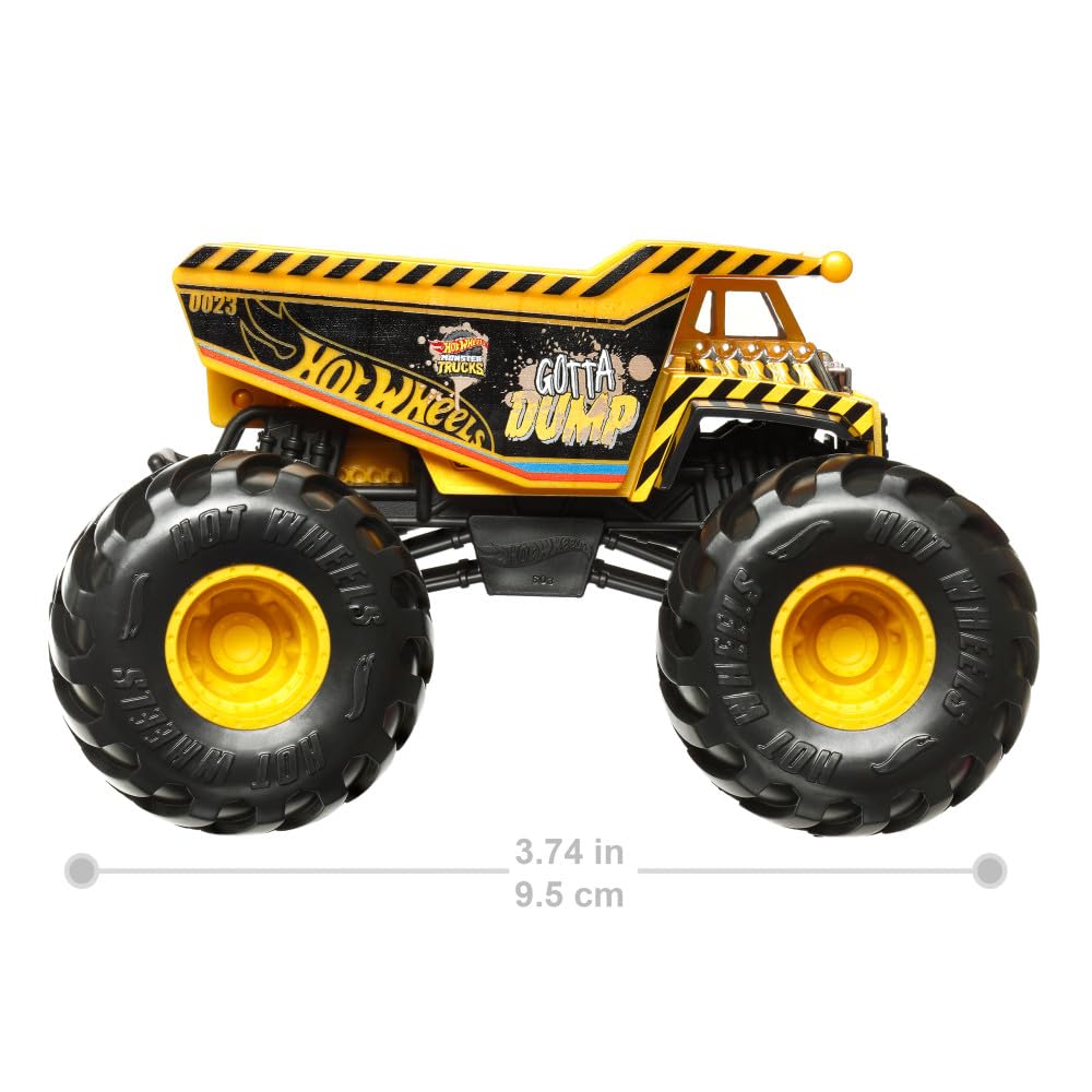 Hot Wheels 1:24 Scale Oversized Monster Truck Gotta Dump Die-Cast Toy Truck with Giant Wheels and Cool Designs