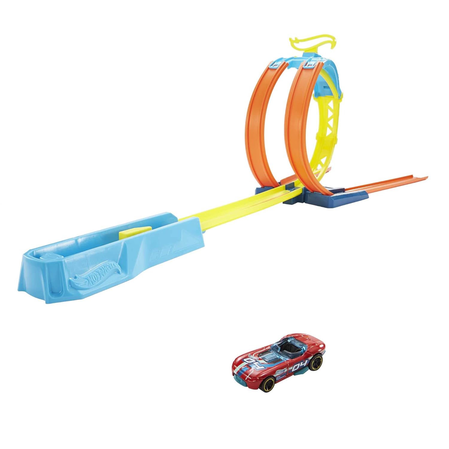 Hot Wheels Track Builder Unlimited Split Loop Pack, Loop with 2 Exit Options, Connects to Other Sets, Includes 1 Hot Wheels Car, Gift for Kids 6 to 12 Years Old