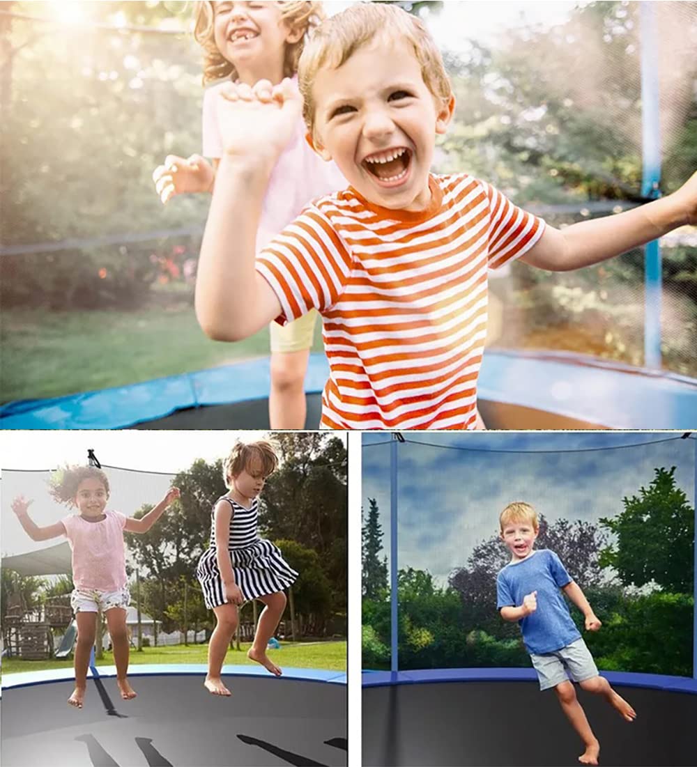 REZNOR 12 Feet Rainbow Color Trampoline with Enclosure Safety Net & Jumping Pad for Children Kids & Adults
