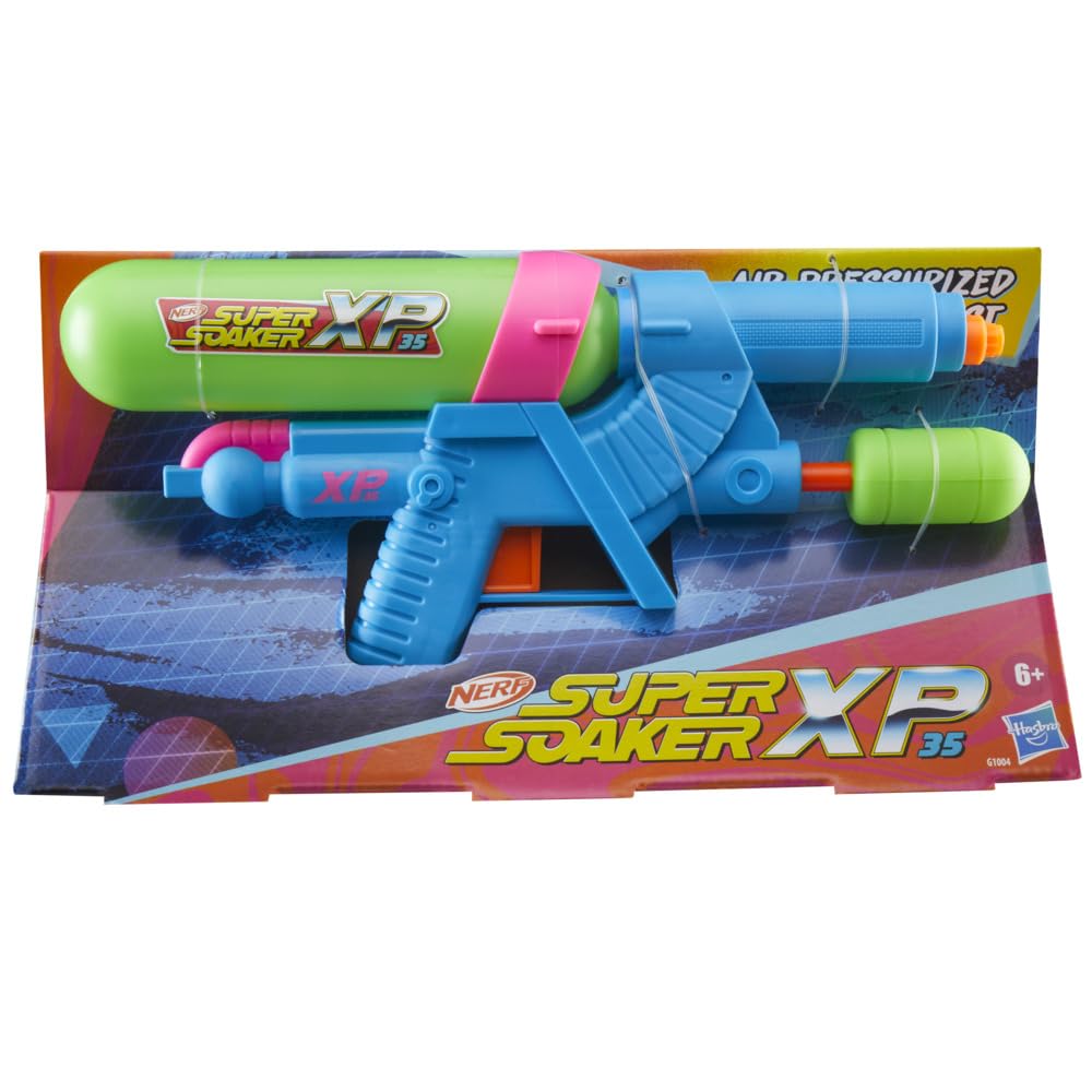 Nerf Super Soaker XP35 Water Blaster, Air Pressurized System, 9 Fluid Ounce Tank, Water Toys - Pichkari for Outdoor Water Games, Branded Toy Pichkari for Holi Festival, Kids 6+