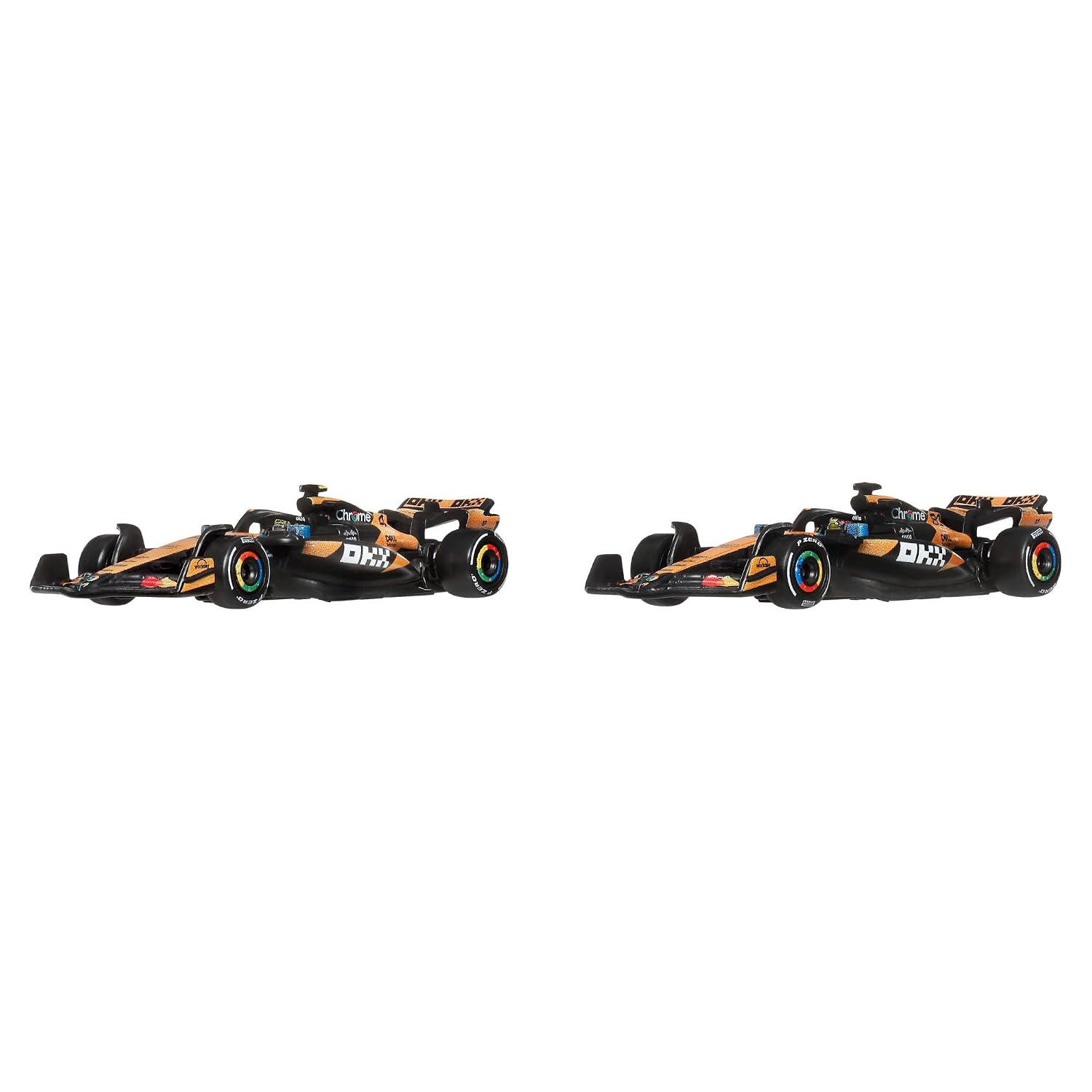 Hot Wheels Premium Formula 1 Toy Car 2-Pack, Set of 2 1:64 Scale Die-Cast McLaren Formula 1 Racecars Featuring #81 Oscar Piastri & #4 Lando Norris