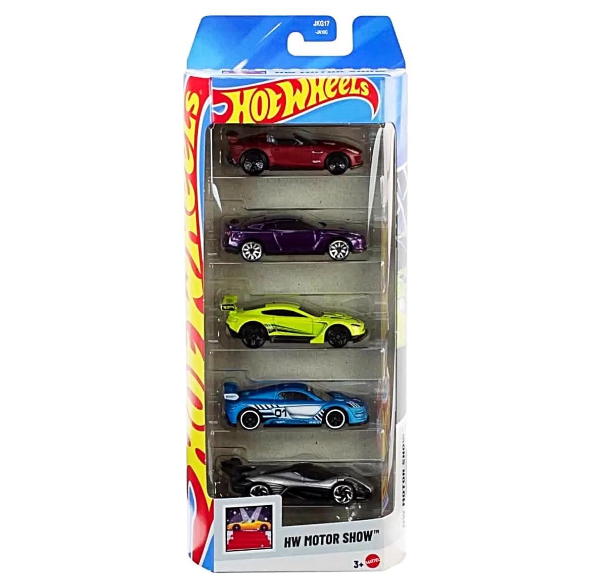 Hot Wheels 5 Car Gift Pack - 2026 Motor Show Pack Of 5 1:64 Vehichles For Kids & Collectors