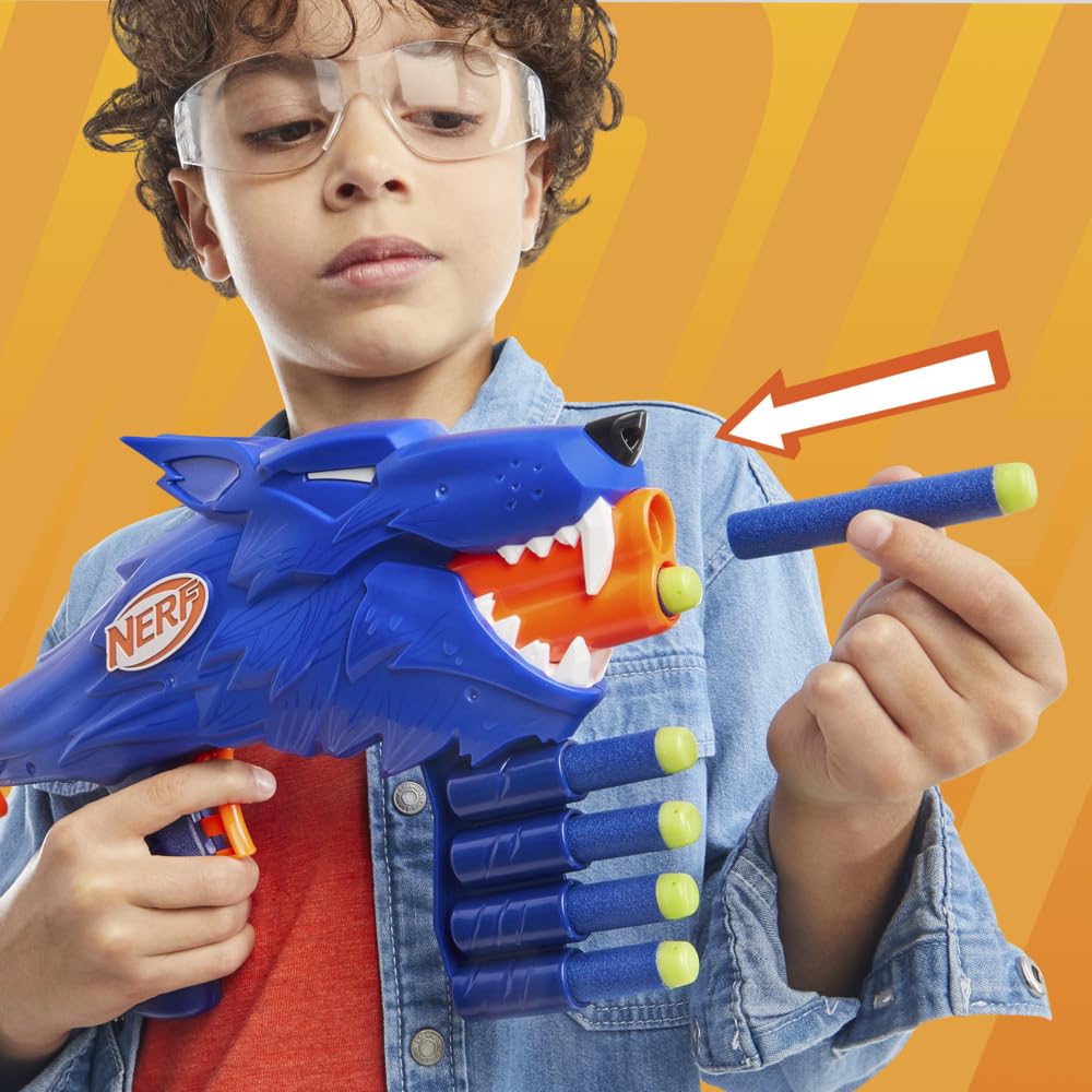 Nerf Wild Wolfpack - 2 Easy Play Blasters With Wolf Designs, 20 Elite Darts, Wolf Toys For 6 Year Old Boys & Girls, Outdoor Toys