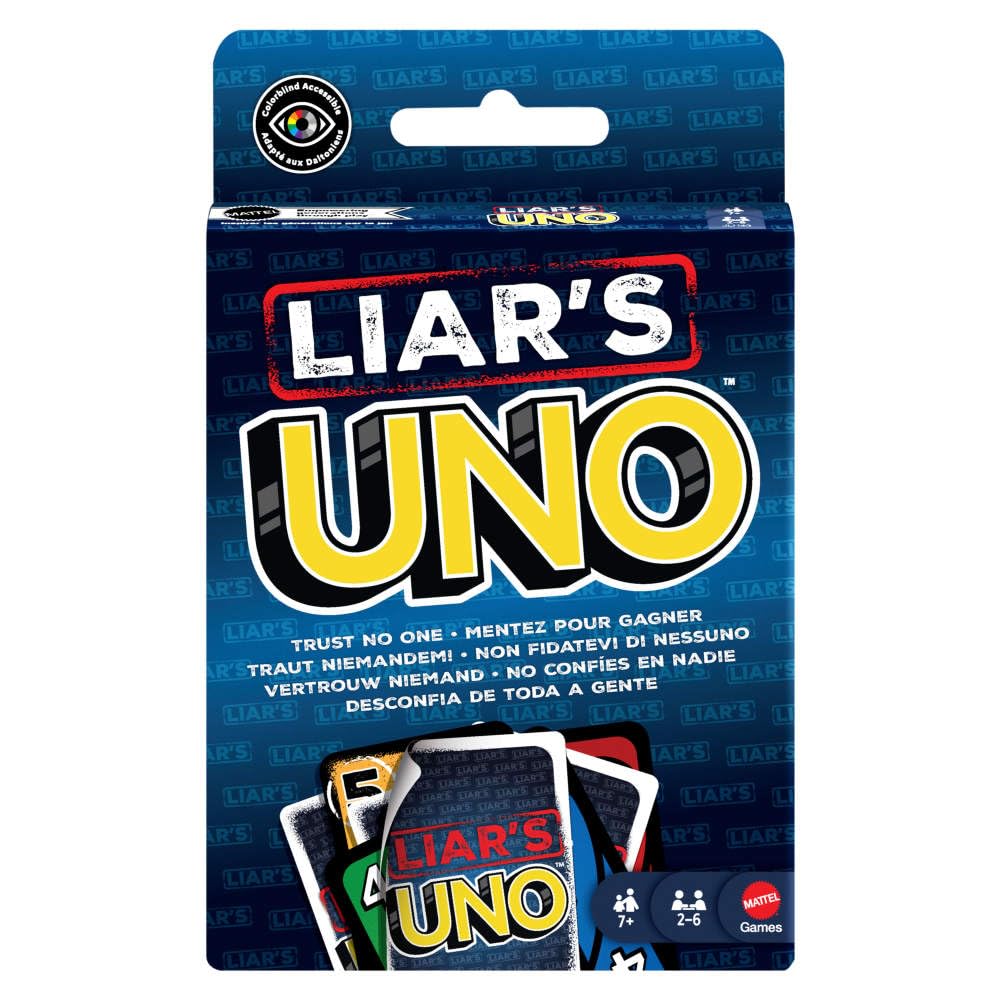 Mattel Games Liar's UNO Card Game for Adults, Kids, Families, Parties &amp; Game Nights, Travel Fun with Bluffing &amp; Trickery