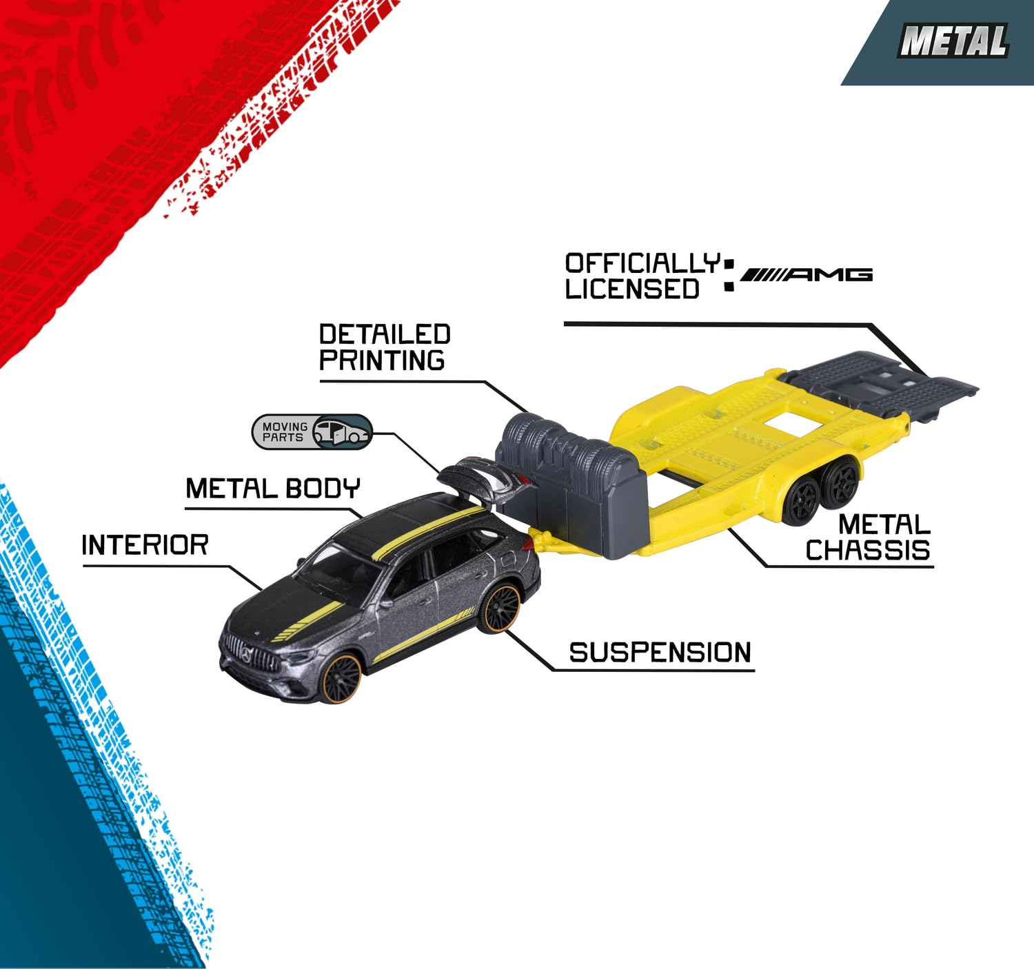 Majorette Auto Mercedes-AMG Deluxe Trailer Playset with Vehicles for Kids & Collectors Styles & Design May Vary - Only 1 Model Included